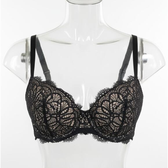 Victoria's Secret Bra Women 36DDD Black Dream Angels Lace Underwire Unlined FLAW - Picture 1 of 7